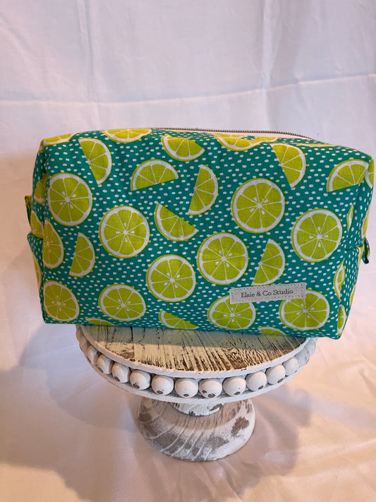 Large Lime Slice Print Cosmetic Bag