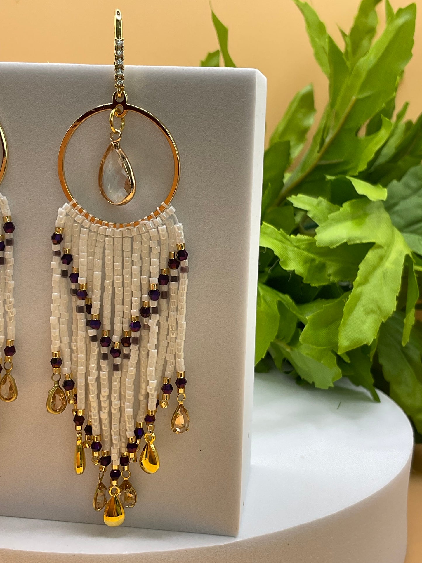 Bead and Crystal Drop Earrings | Elegant Style | Boho Beaded Dangle