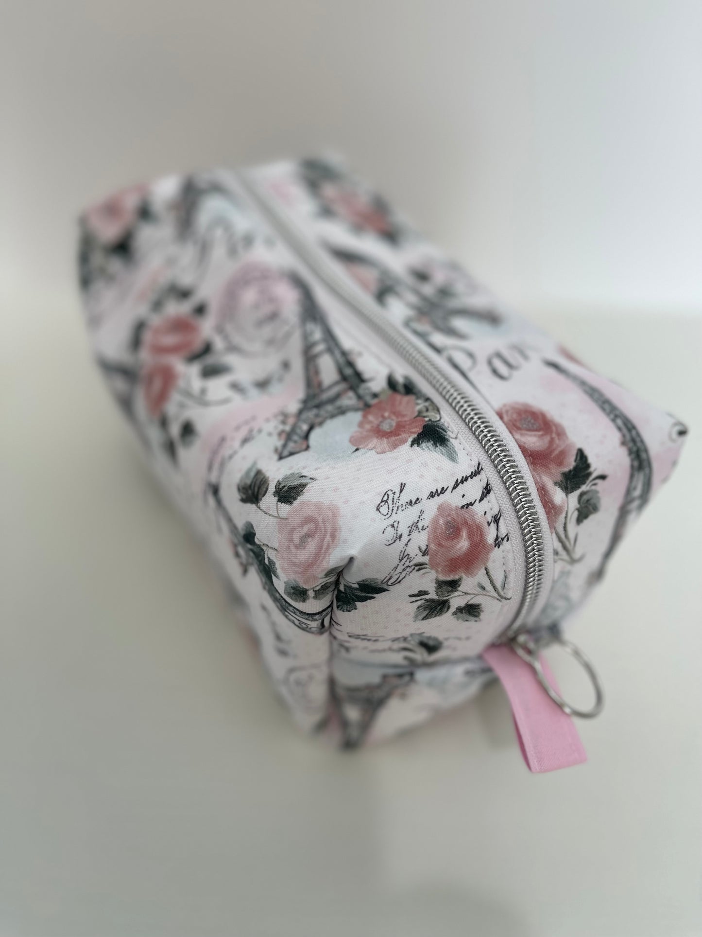 Large Pink Paris Print Cosmetic Bag