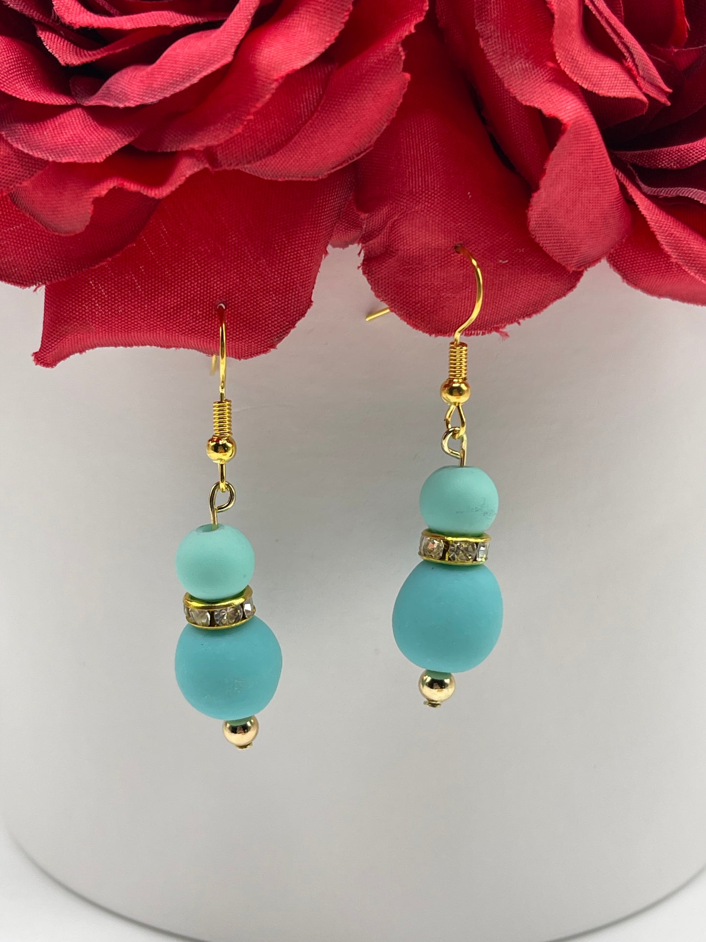 Turquoise Colored Polymer Clay Earrings
