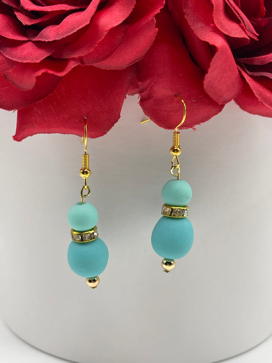 Turquoise Colored Polymer Clay Earrings