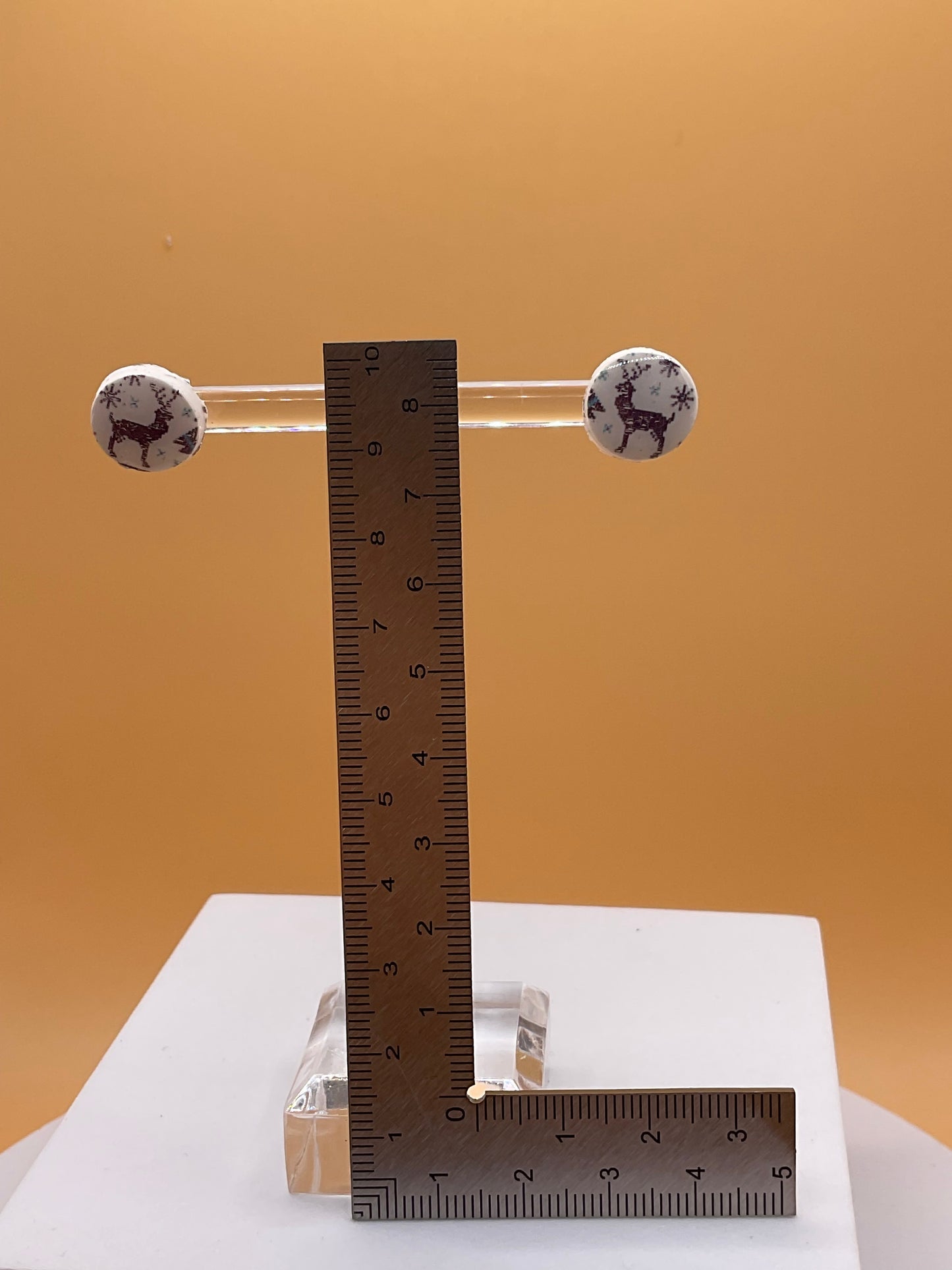 Ugly Sweater Button Earrings, Winter Sweater Print Stud Earrings