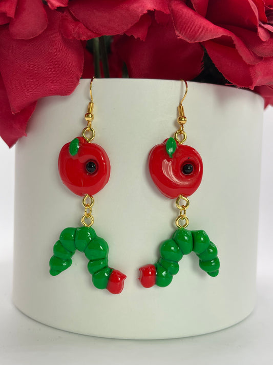 Hungry Caterpillar & Apple Earrings 2