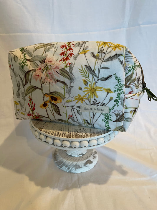 Large Wildflower Print Cosmetic Bag