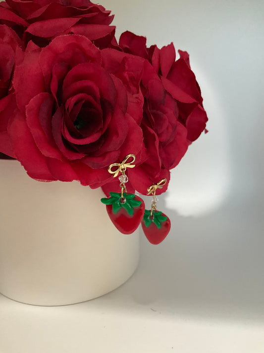 Polymer Clay Strawberry Dangle Earrings