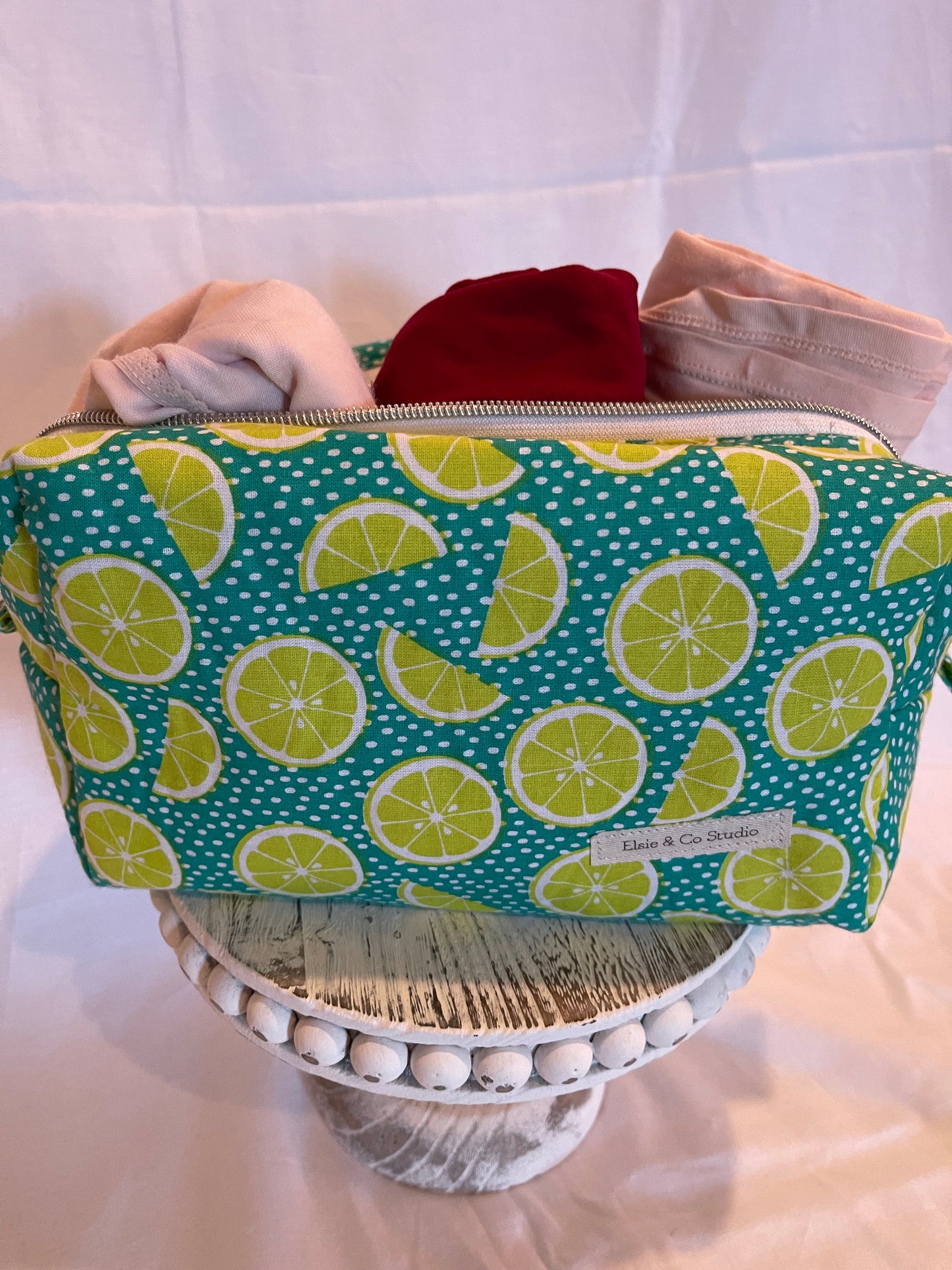 Large Lime Slice Print Cosmetic Bag