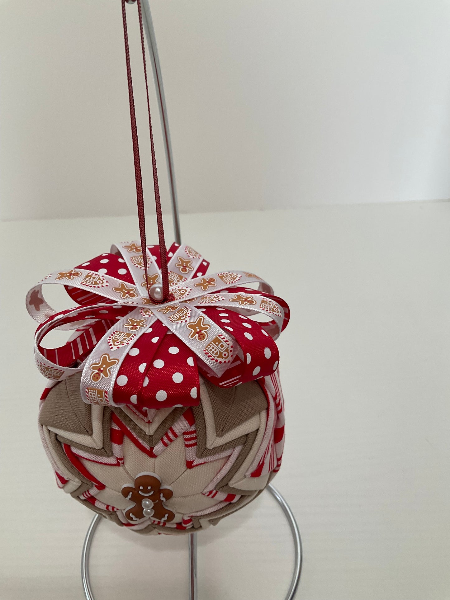 Gingerbread Quilt-look Ball Ornament