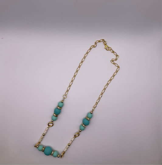 Turquoise Colored Polymer Clay Necklace