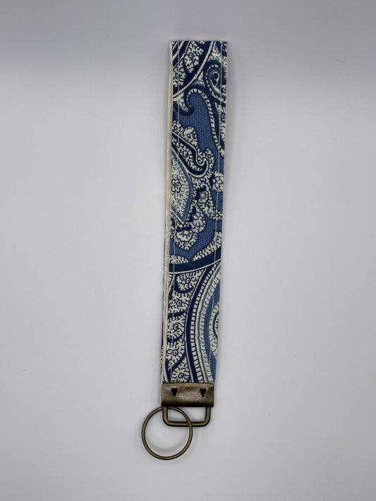 Blue Paisley Wristlet