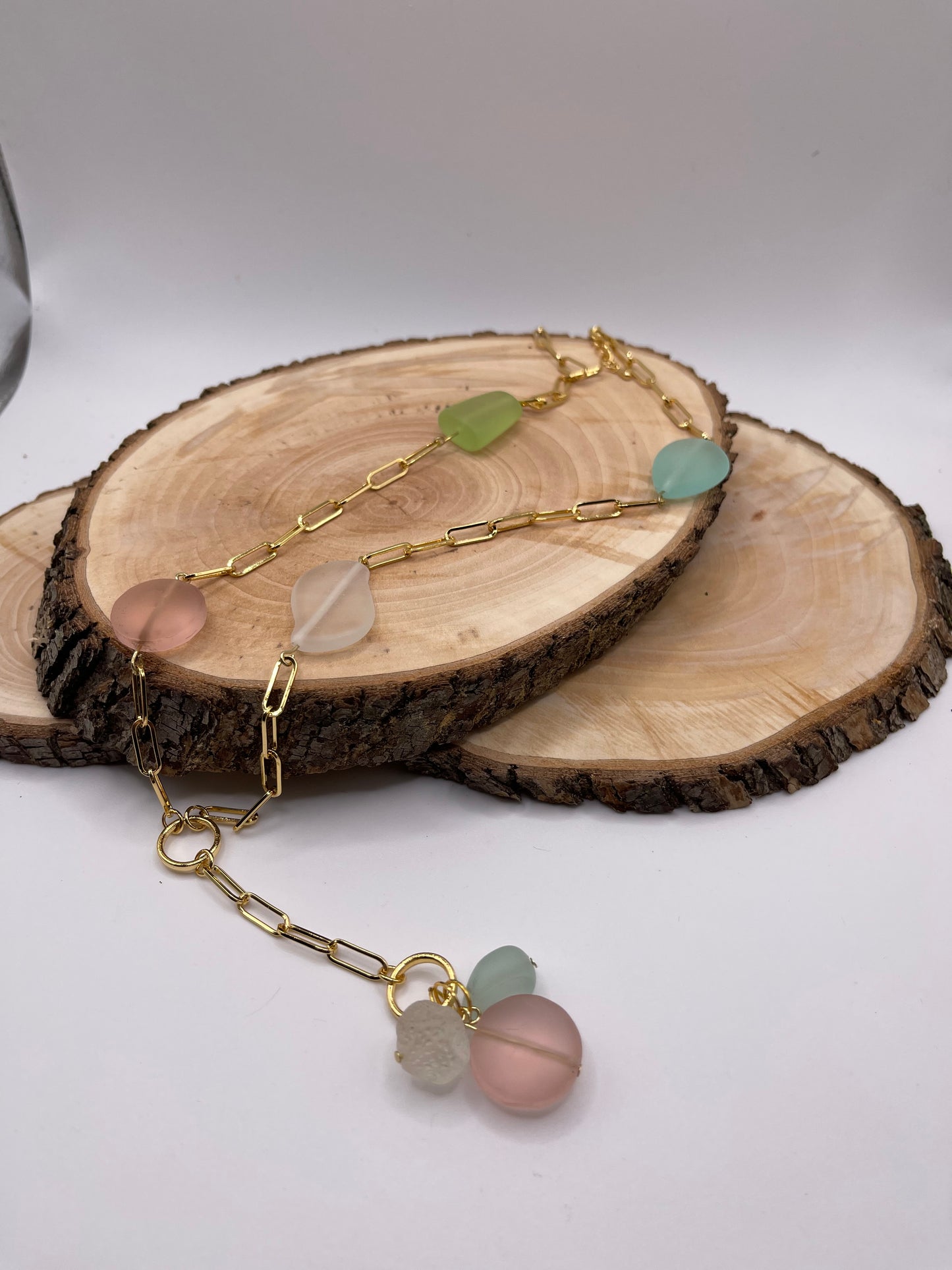 Seaglass Look Paperclip Chain Necklace