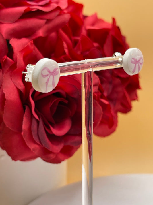 Coquette Pink Bow Stud Earrings
