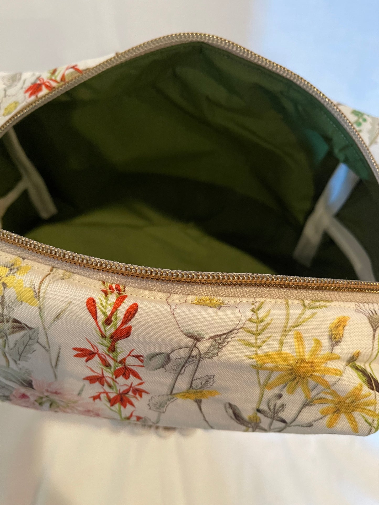 Large Wildflower Print Cosmetic Bag