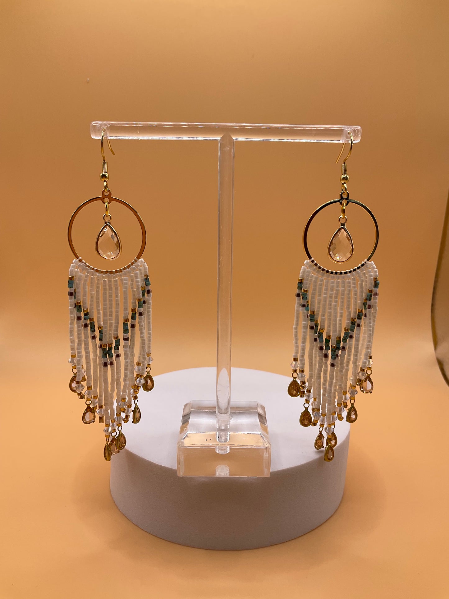 Bead and Crystal Drop Earrings | Elegant Southwestern Style | Boho Beaded Dangle
