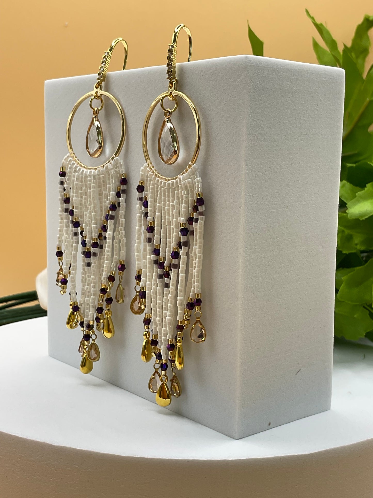 Bead and Crystal Drop Earrings | Elegant Style | Boho Beaded Dangle