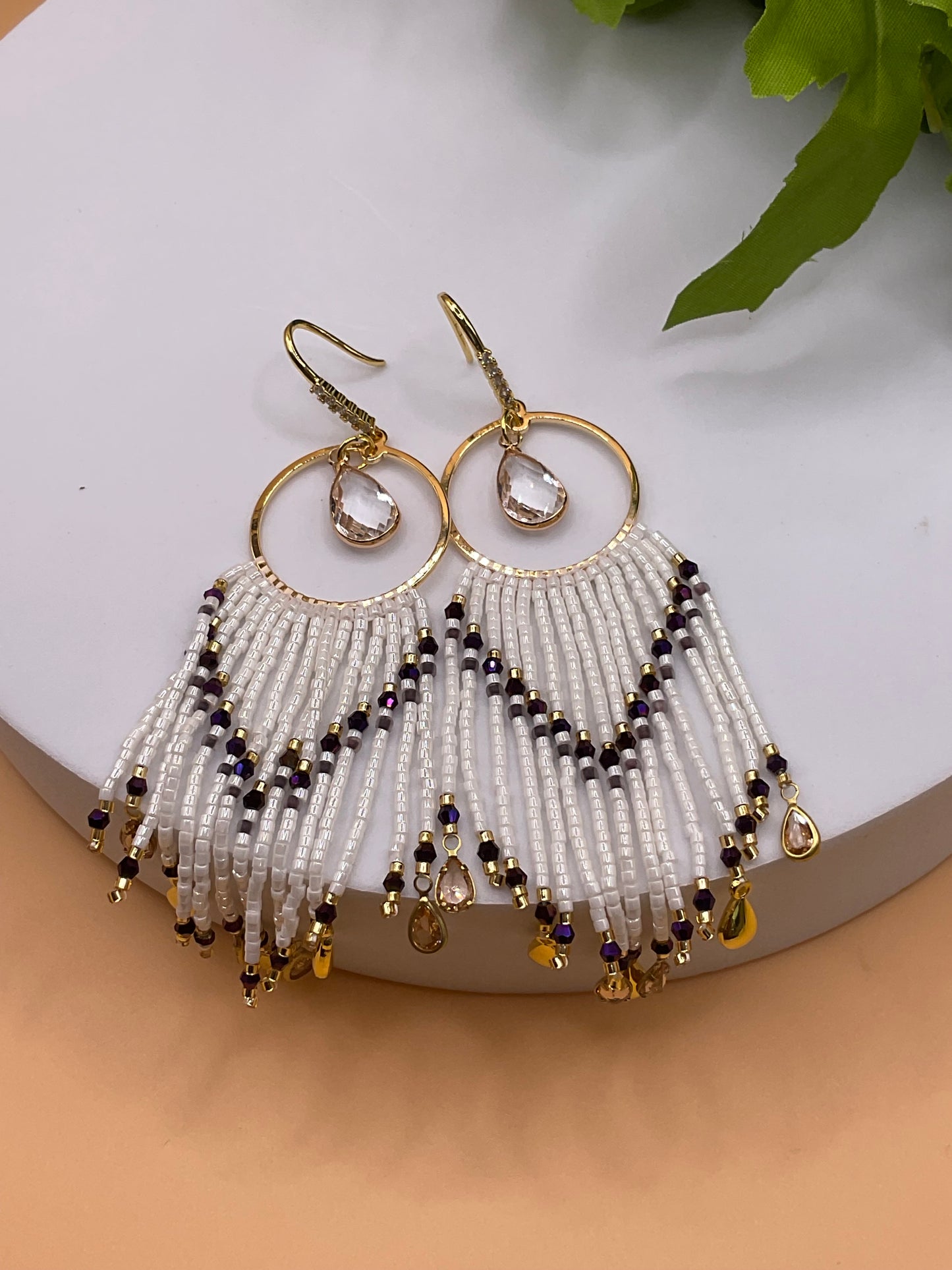 Bead and Crystal Drop Earrings | Elegant Style | Boho Beaded Dangle