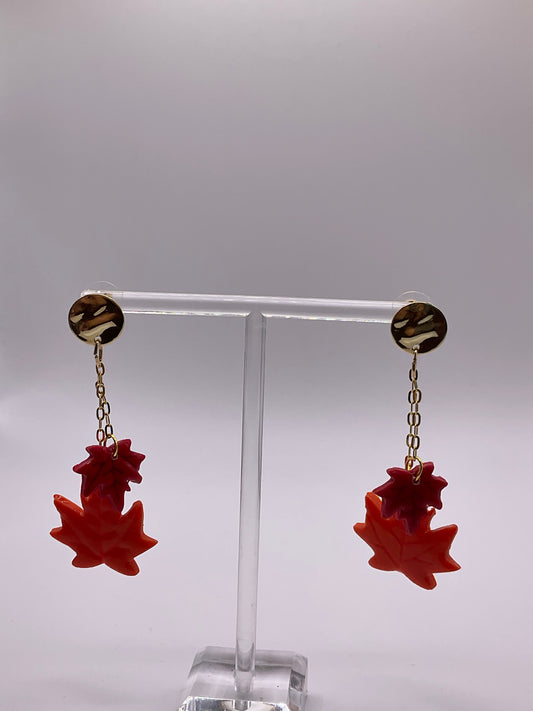 Autumn Leaves Polymer Clay Dangle Earrings 2