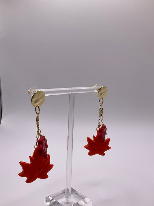Autumn Leaves Polymer Clay Dangle Earrings 2