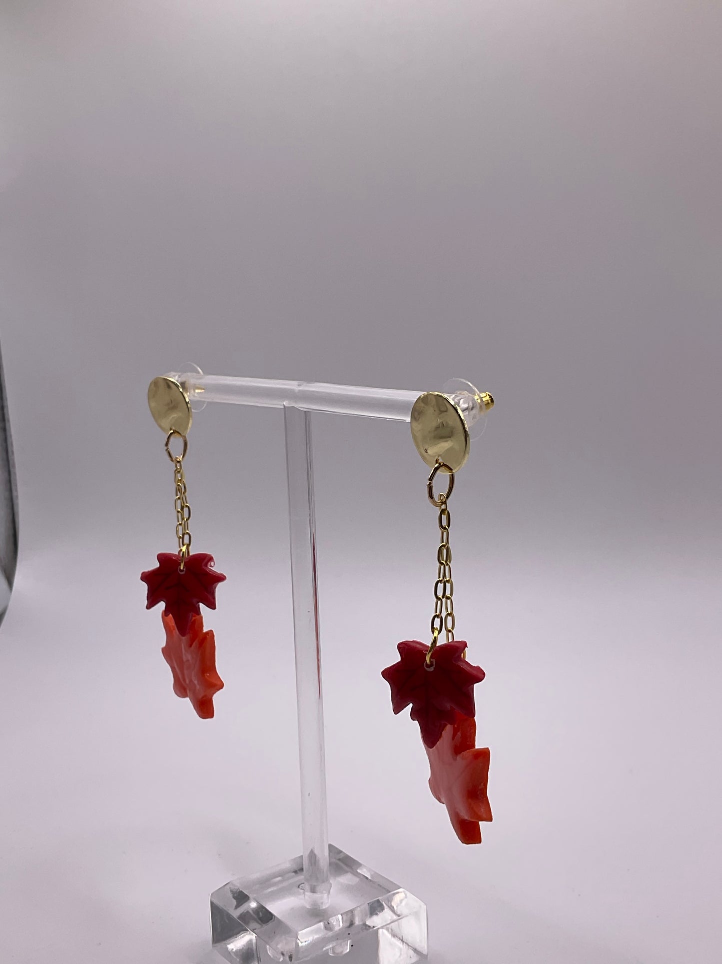 Autumn Leaves Polymer Clay Dangle Earrings 2