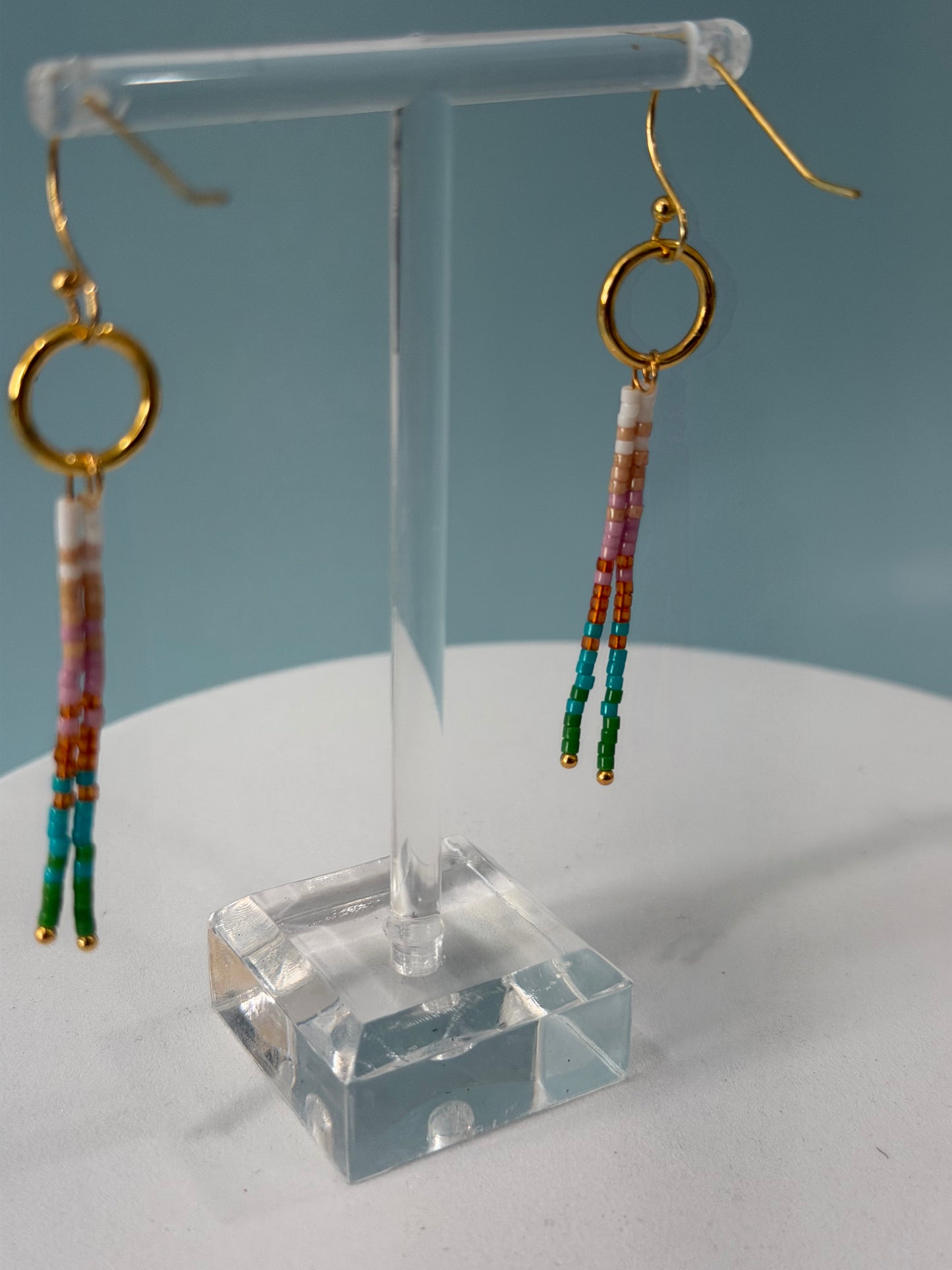 Multicolored Beaded Dangle Earrings