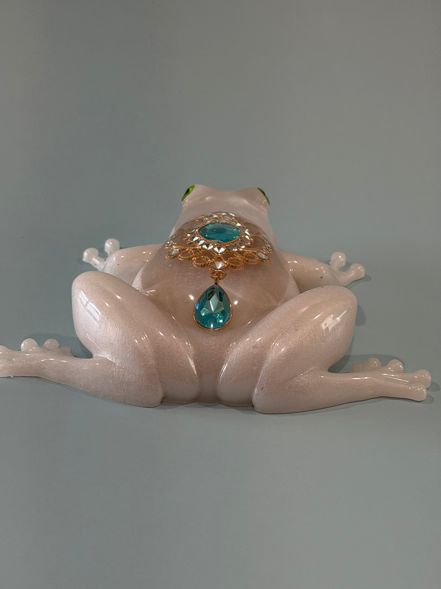 Acrylic Resin Art Frog | Decorative Paperweight | Frog Shelf Sitter