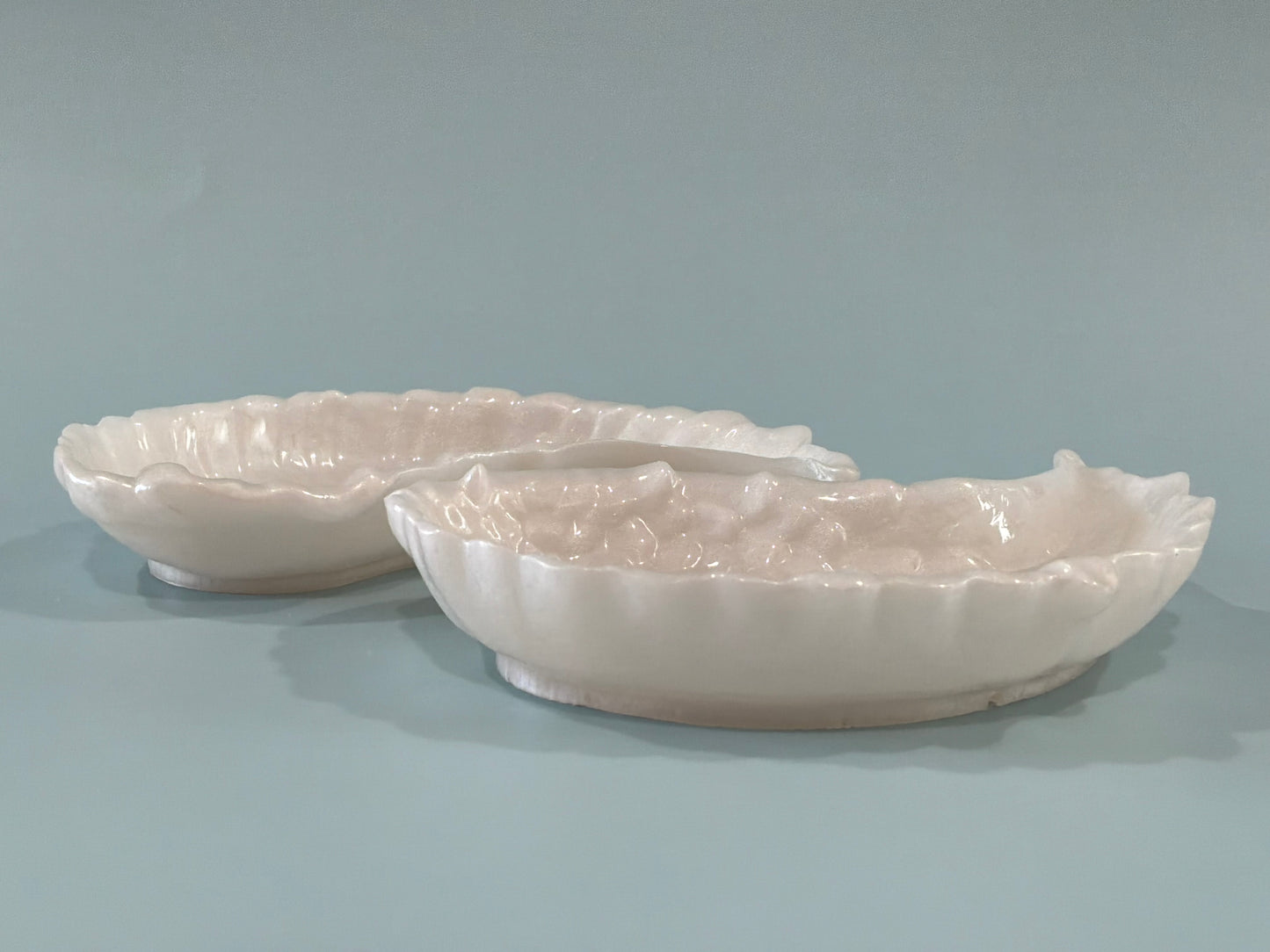 Set of 2 White Acrylic Resin Angel Wing Trinket Dishes