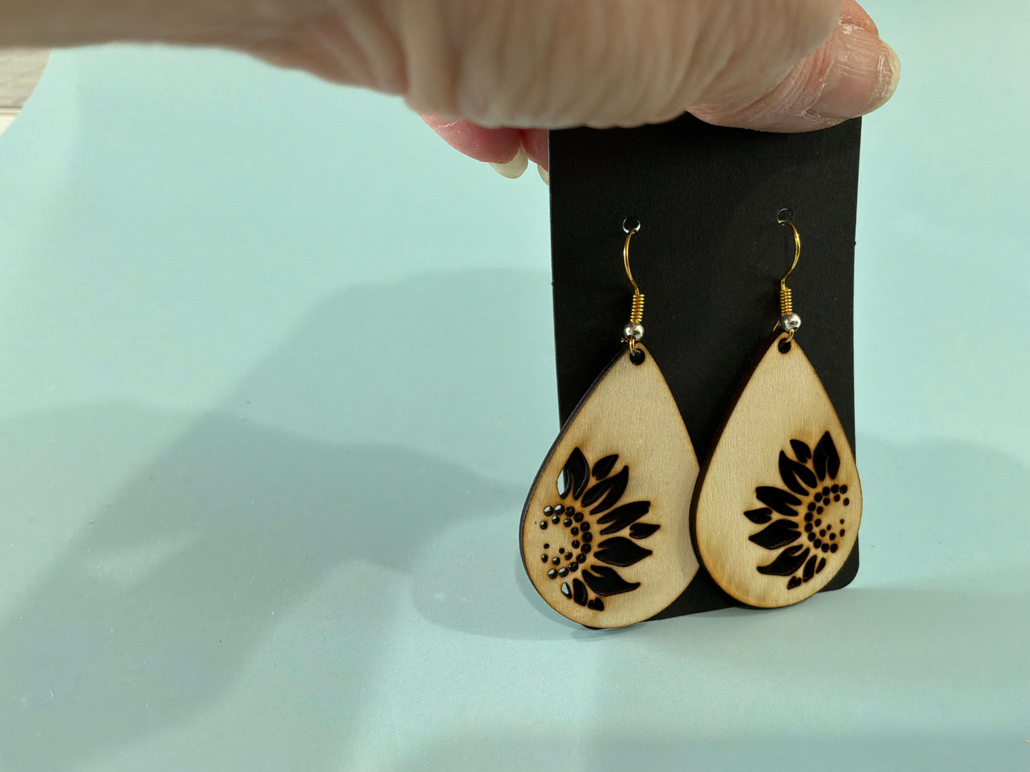 Wood Floral Cutout Earrings