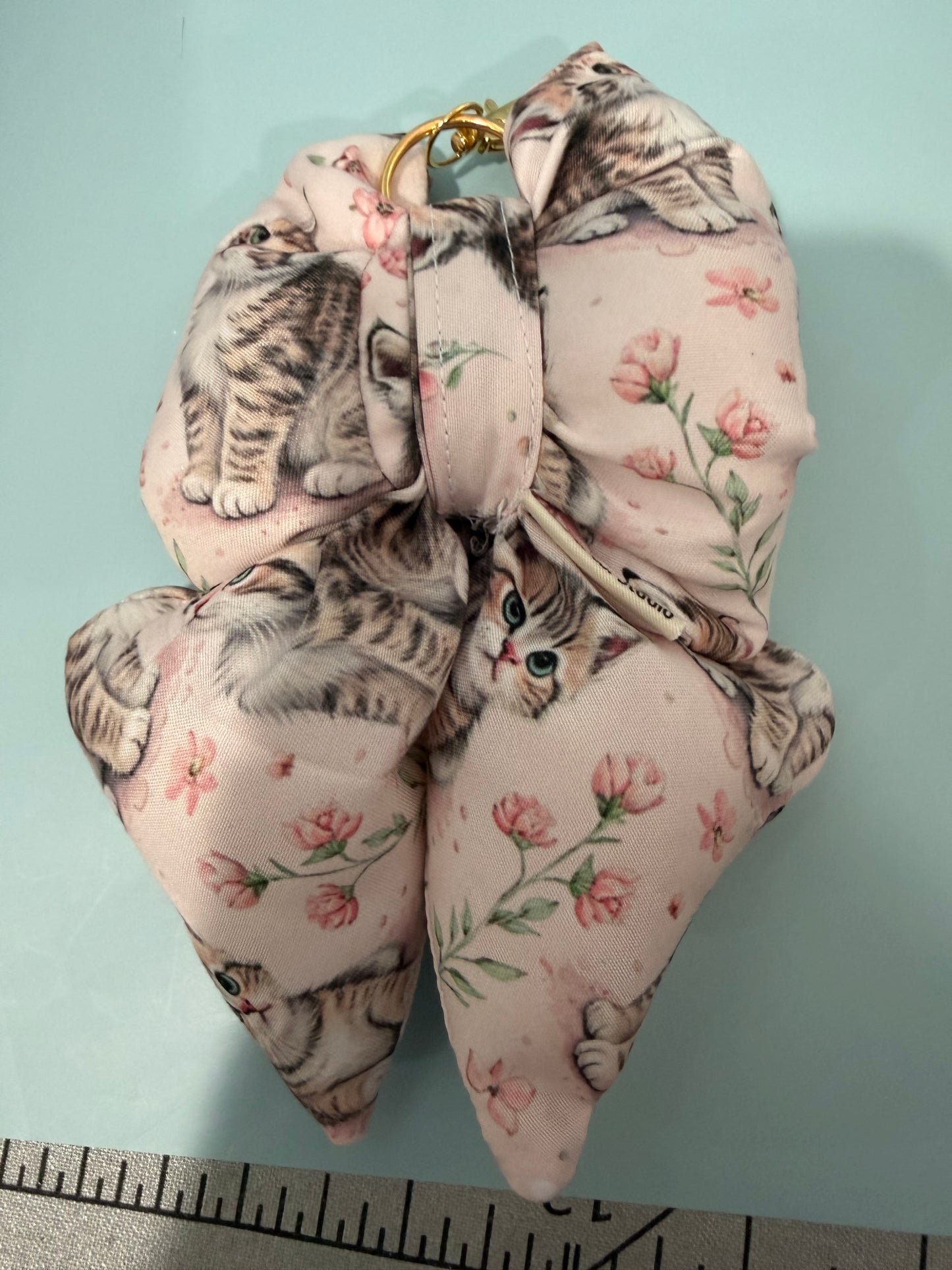 Puffy Bow Purse Charm, Blue Floral Print