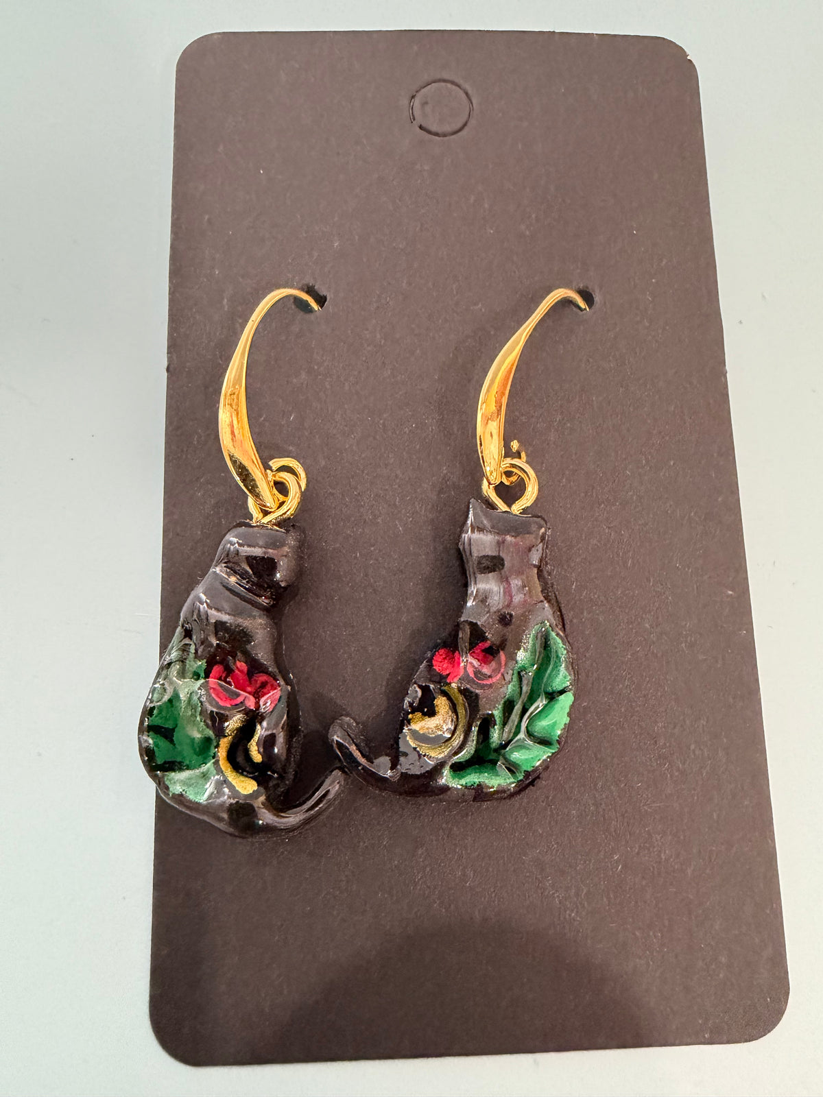 Black Cat Dangle Earrings
