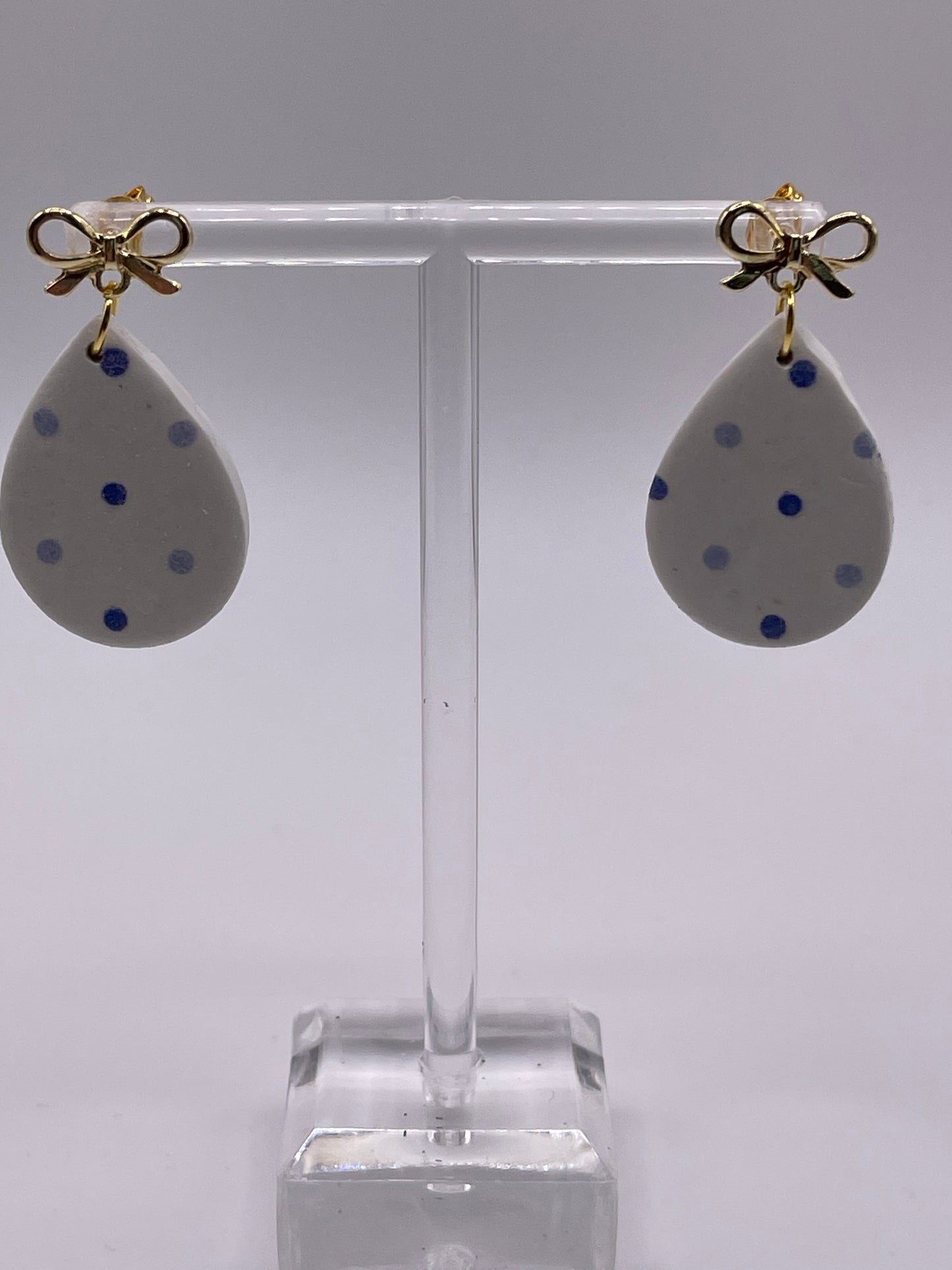 Blue Dot Polymer Clay Earrings