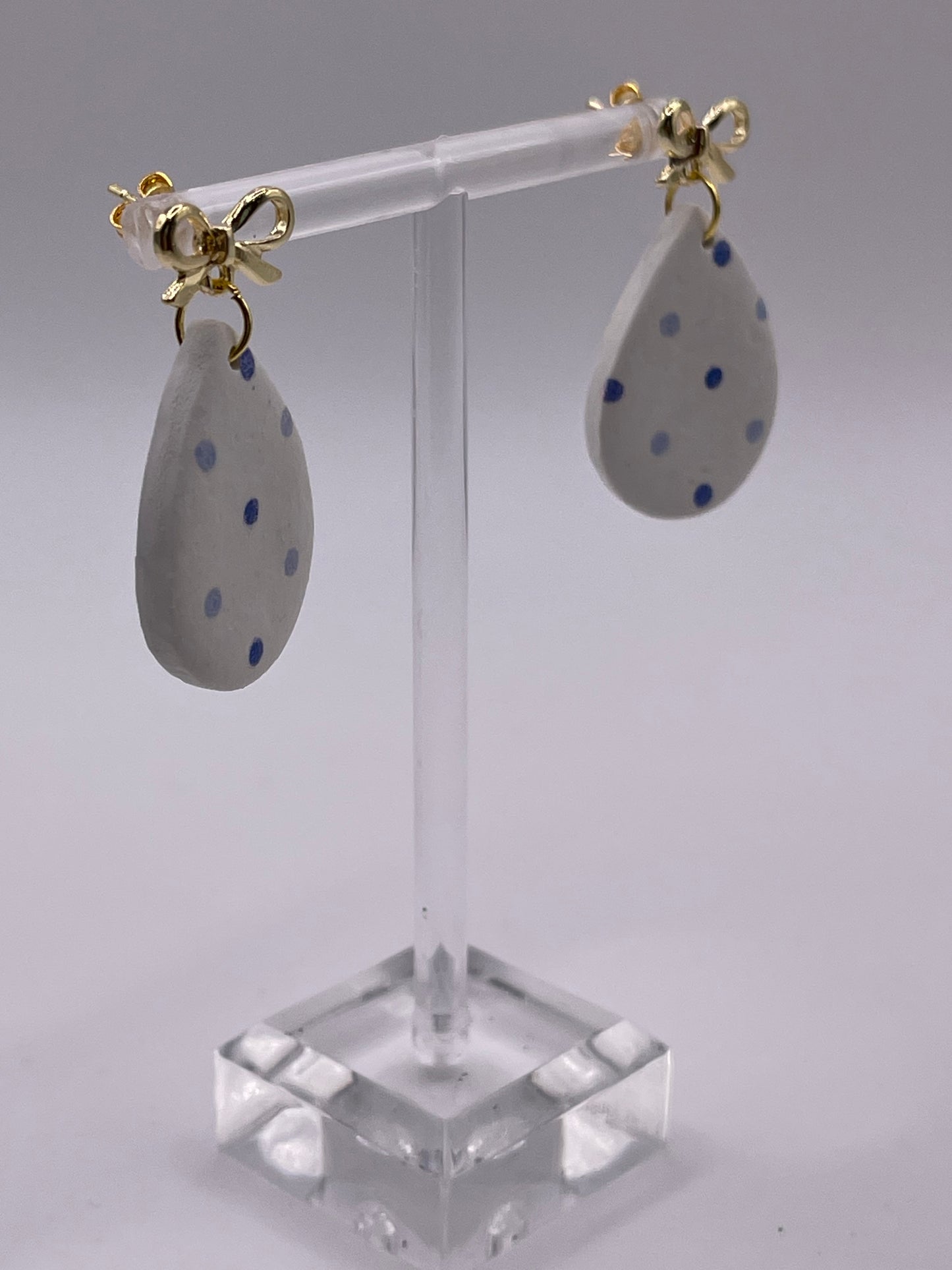 Blue Dot Polymer Clay Earrings