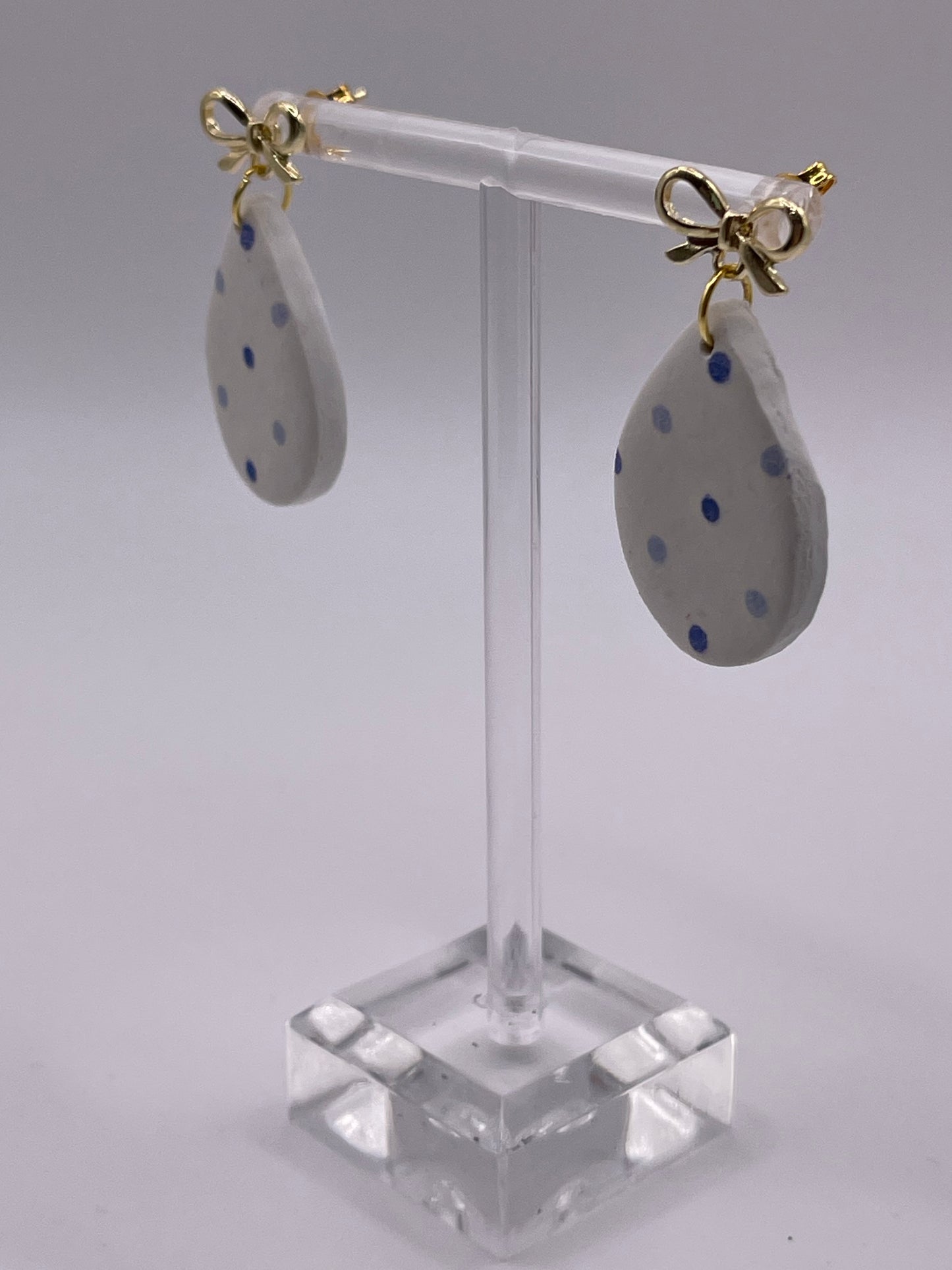 Blue Dot Polymer Clay Earrings