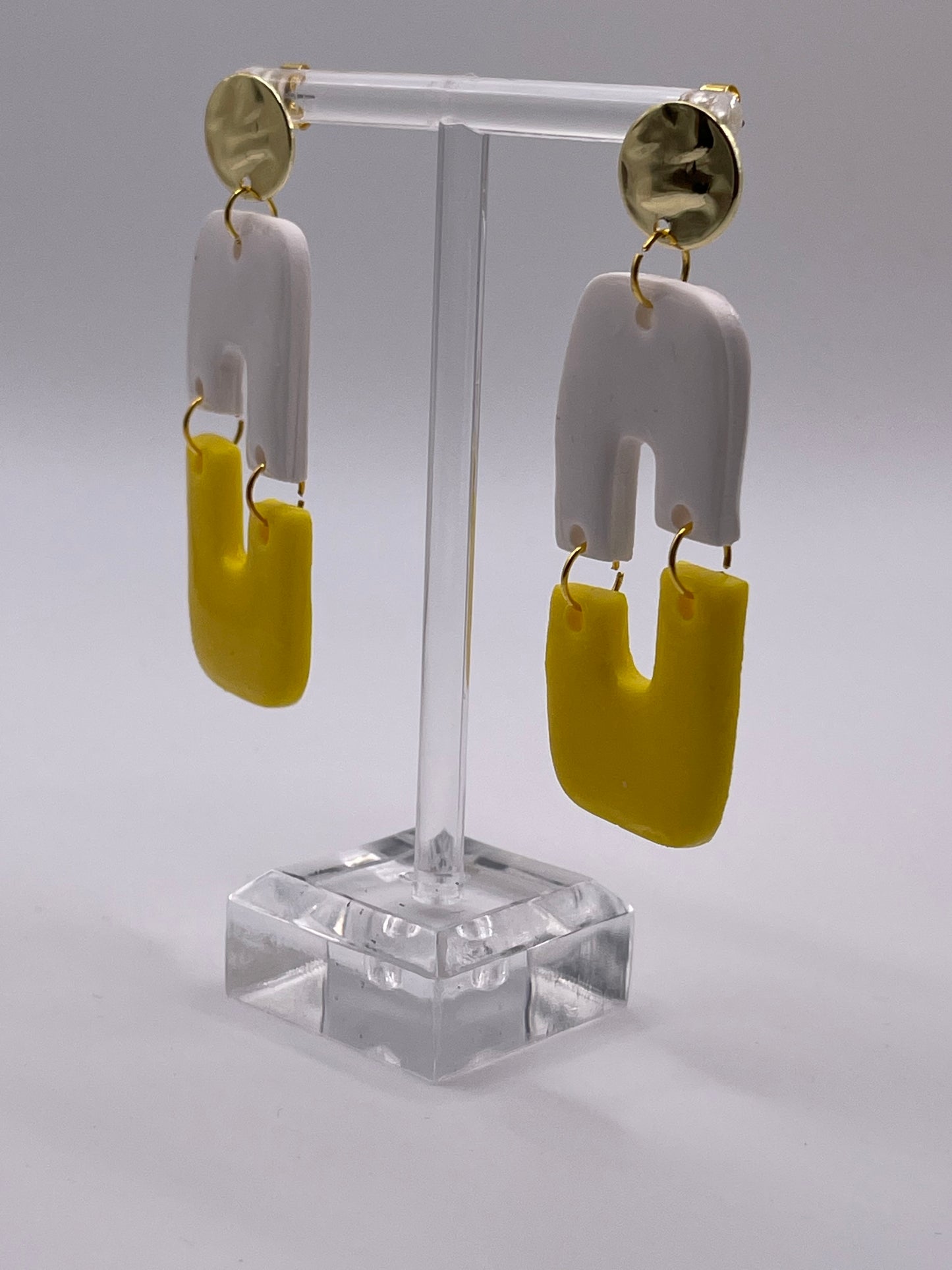 Yellow & White Reto-Inspired Dangle Earrings