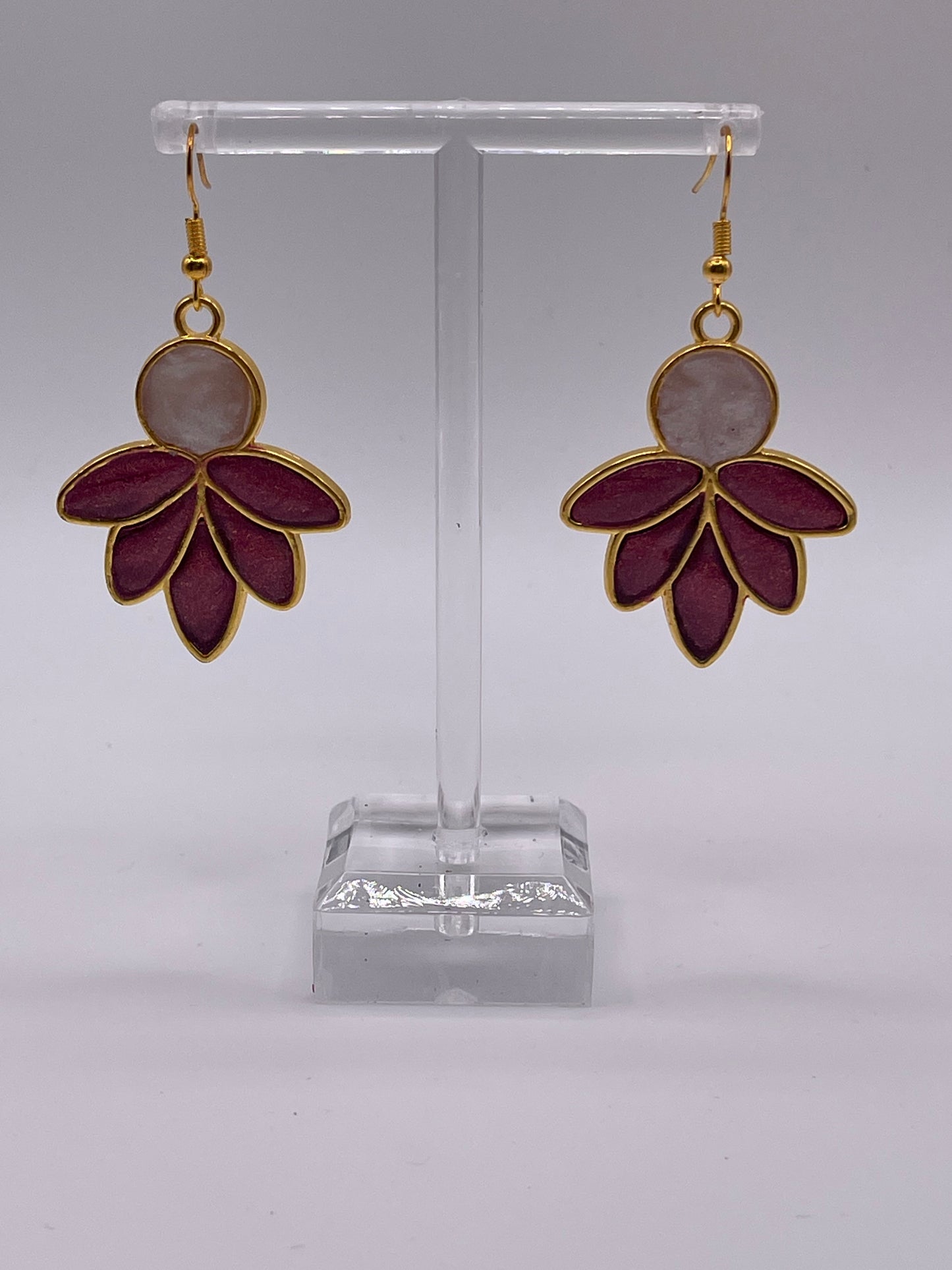 Polymer Clay Lotus Inlay Earrings