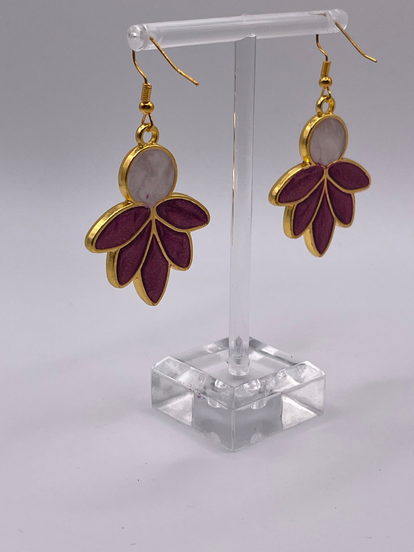 Polymer Clay Lotus Inlay Earrings