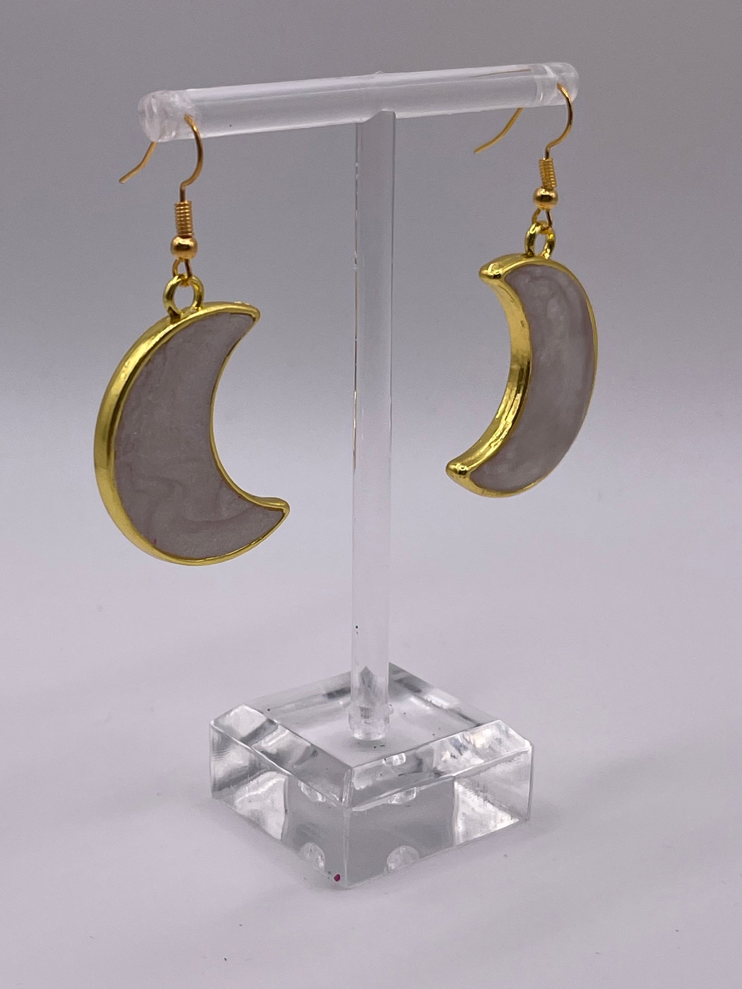 Polymer Clay Inlay Moon Earrings
