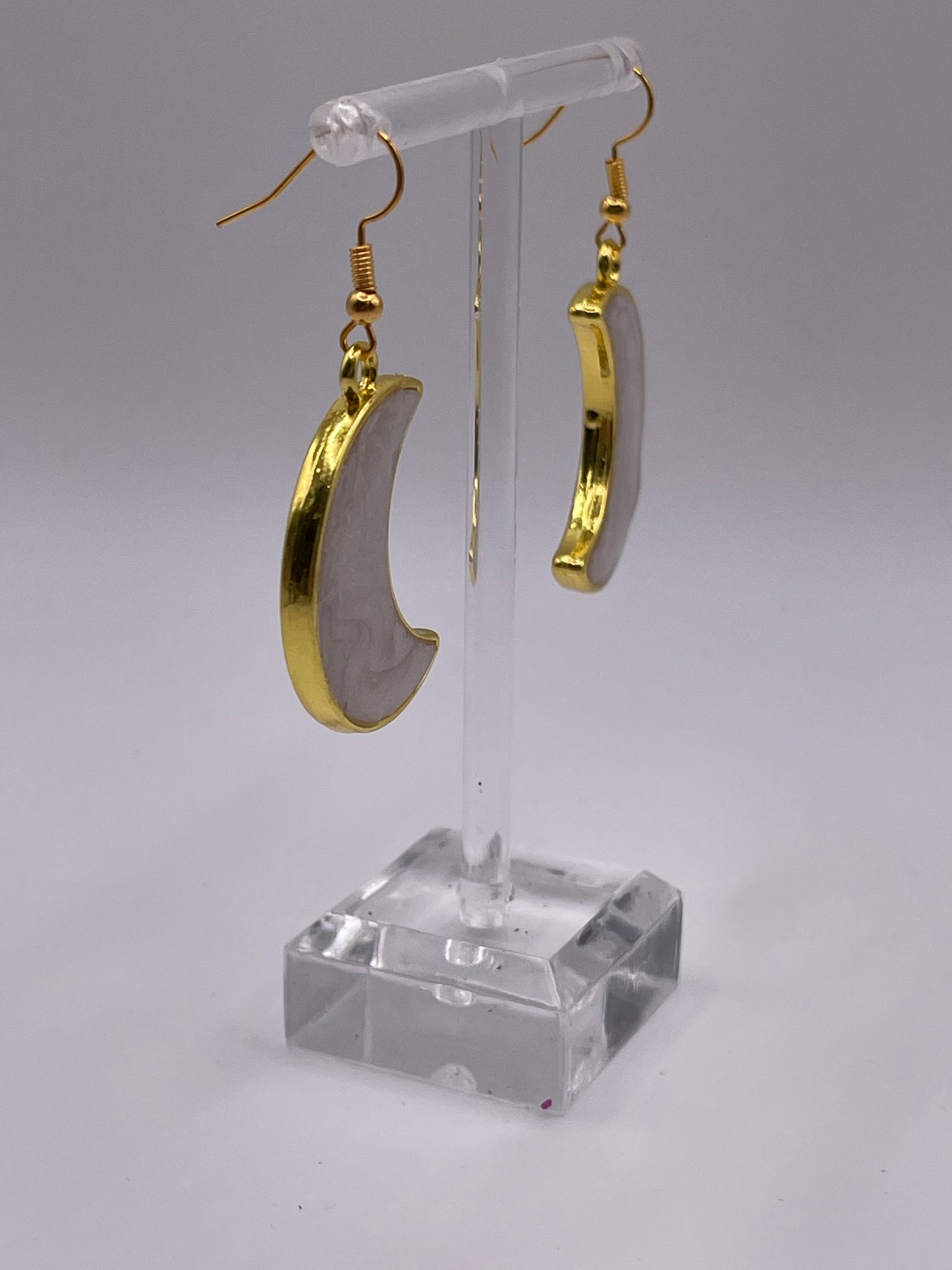 Polymer Clay Inlay Moon Earrings