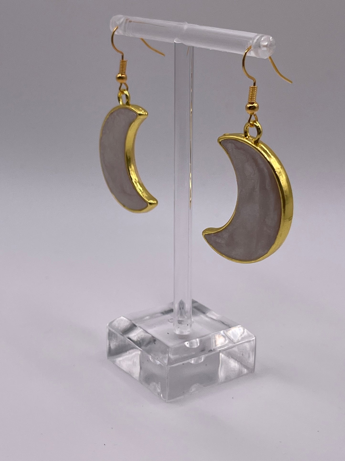 Polymer Clay Inlay Moon Earrings