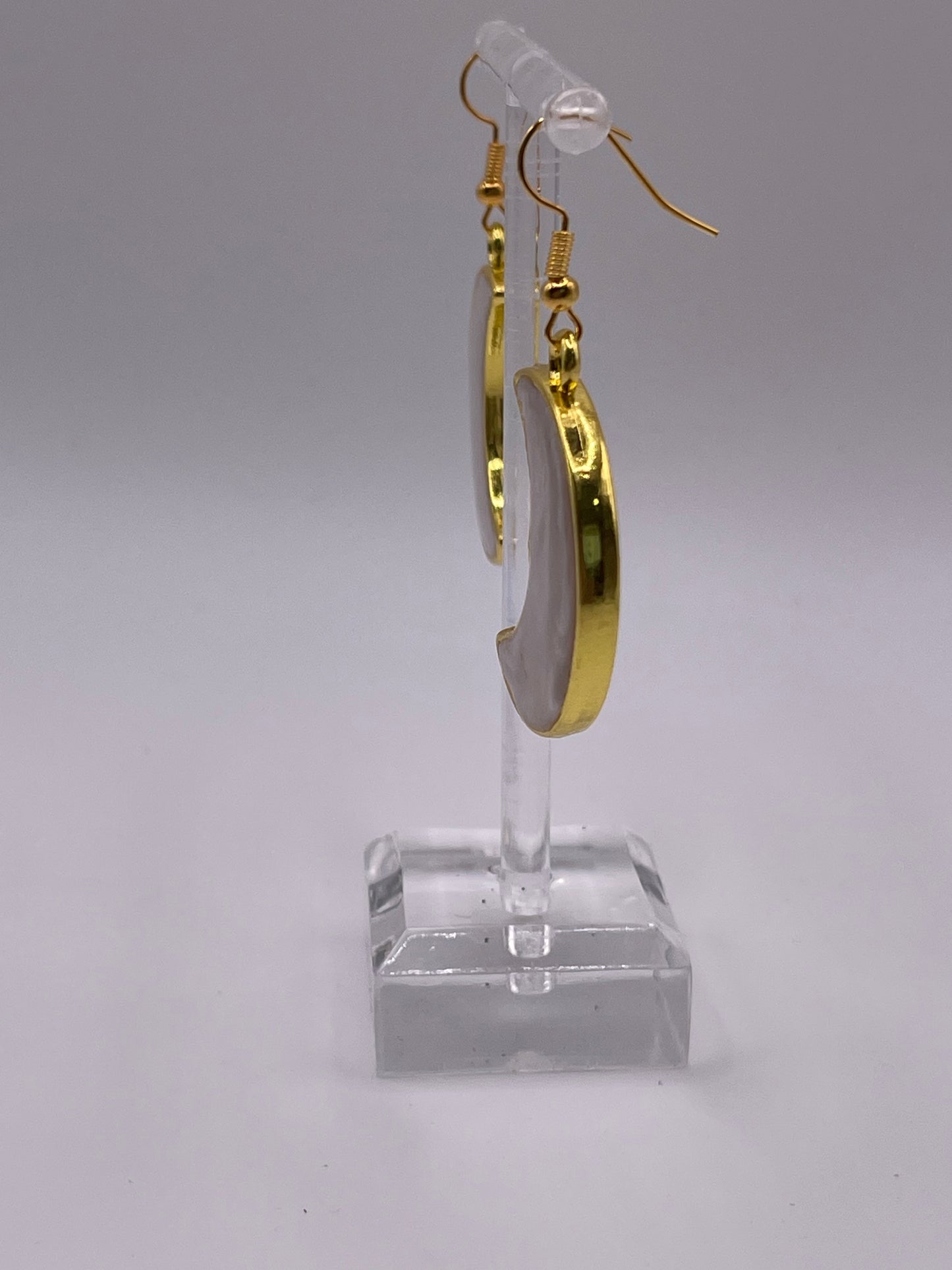 Polymer Clay Inlay Moon Earrings