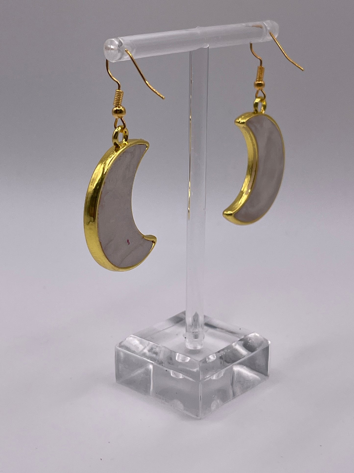 Polymer Clay Inlay Moon Earrings