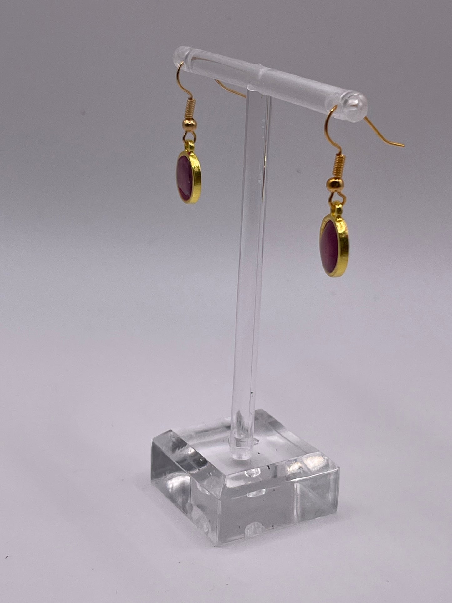 Petite Round Dangle Inlay Earrings