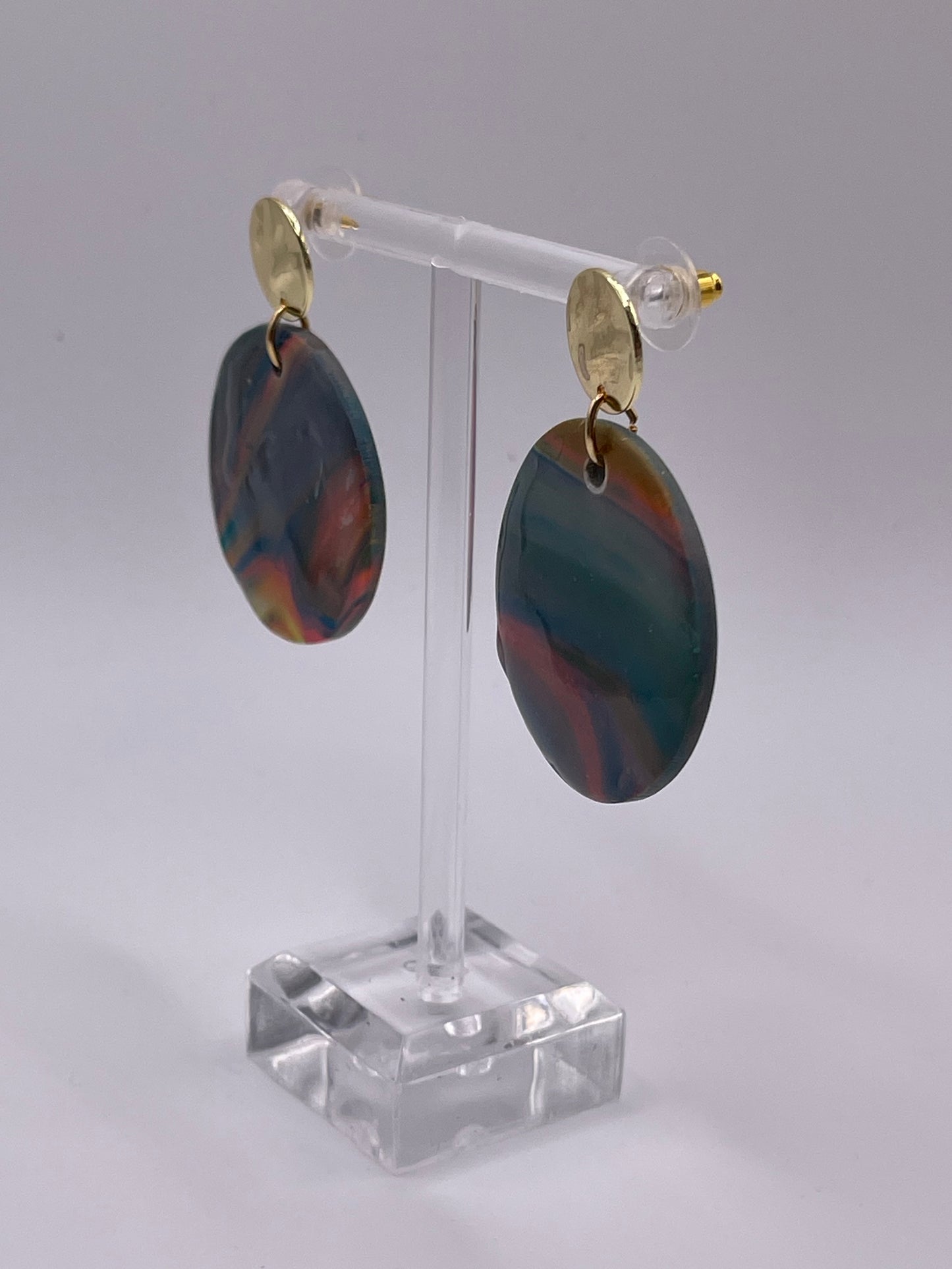 Polymer Clay Dark Swirl Earrings