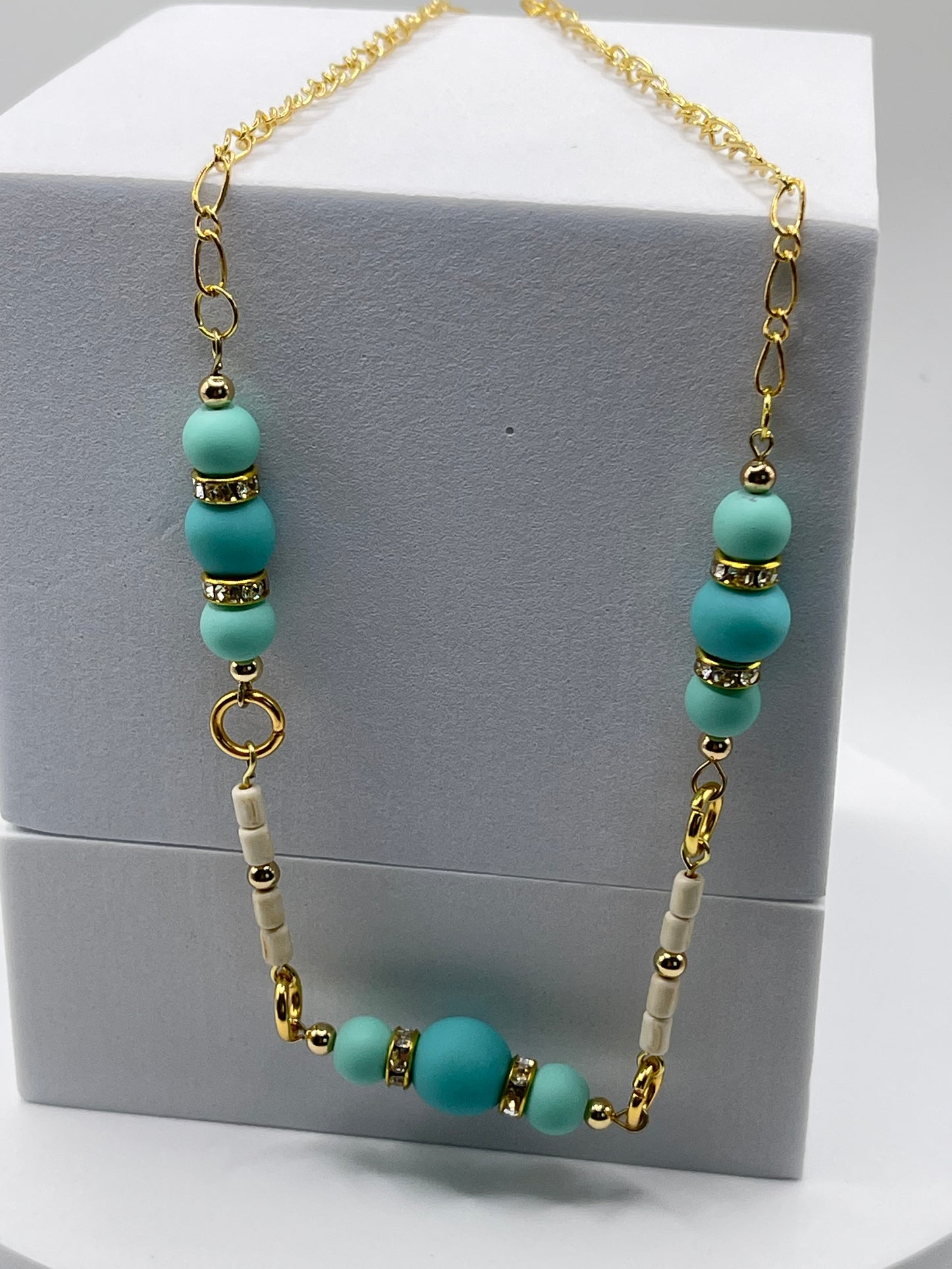Turquoise Colored Polymer Clay Necklace