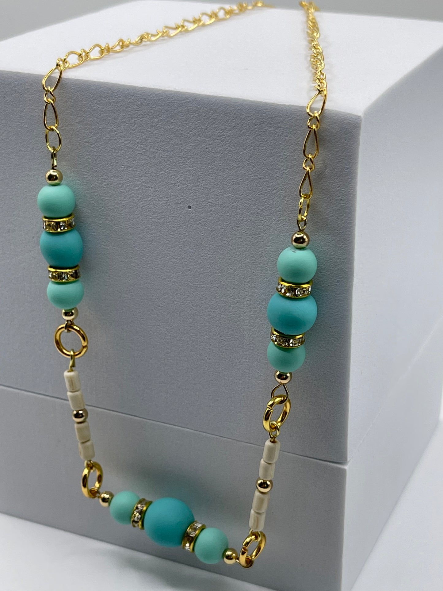 Turquoise Colored Polymer Clay Necklace