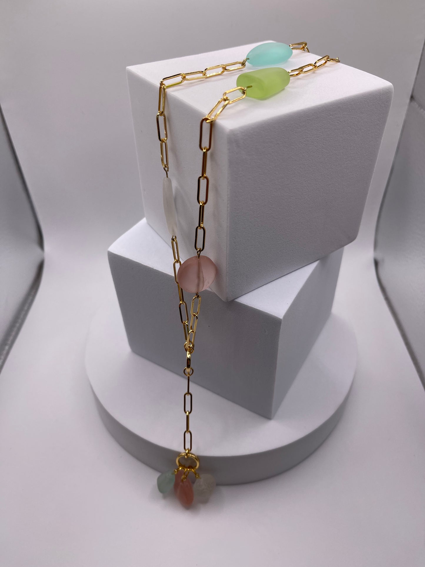 Seaglass Look Paperclip Chain Necklace