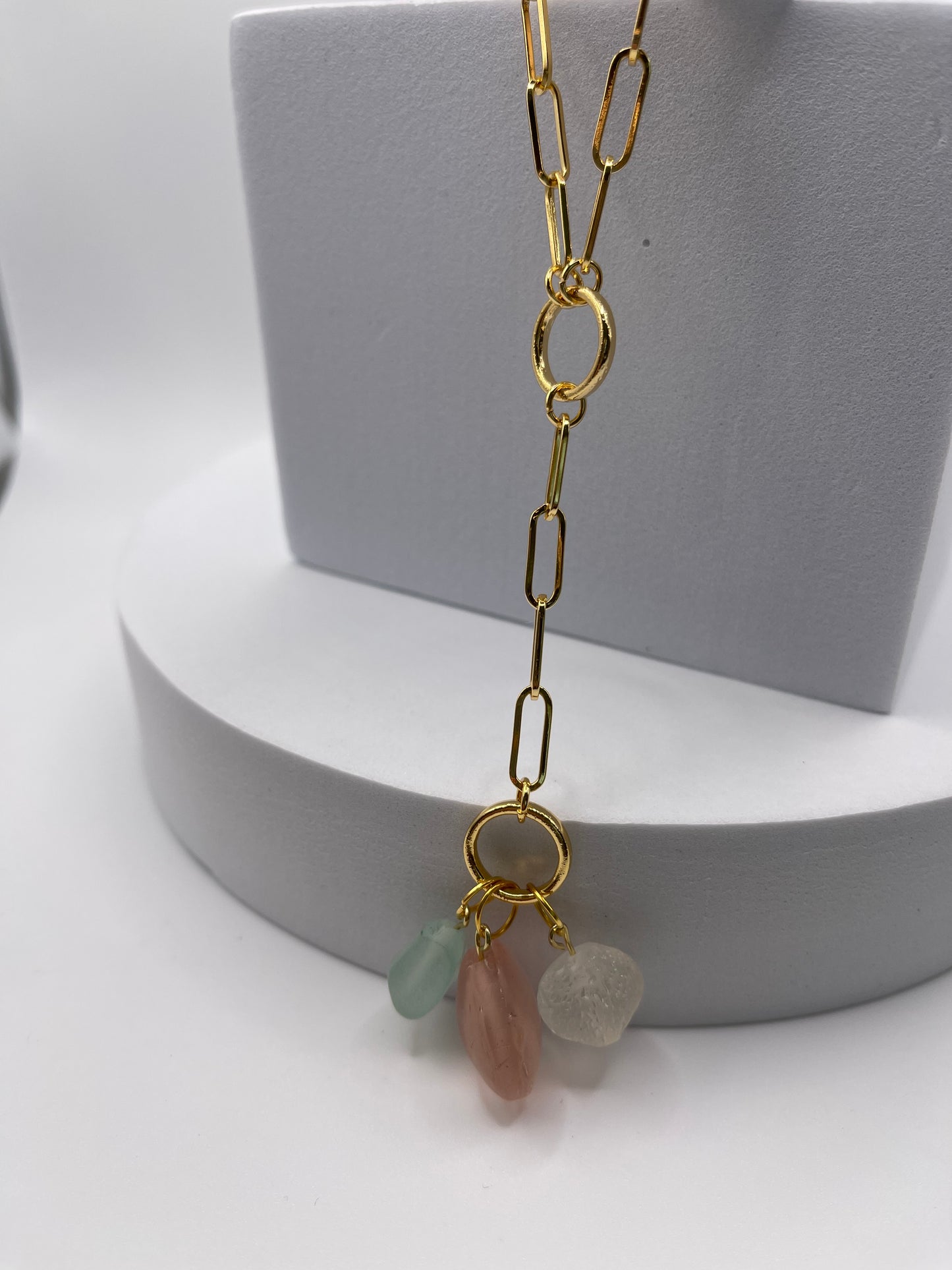 Seaglass Look Paperclip Chain Necklace