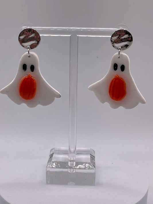 Halloween Ghost & Pumpkin Earrings