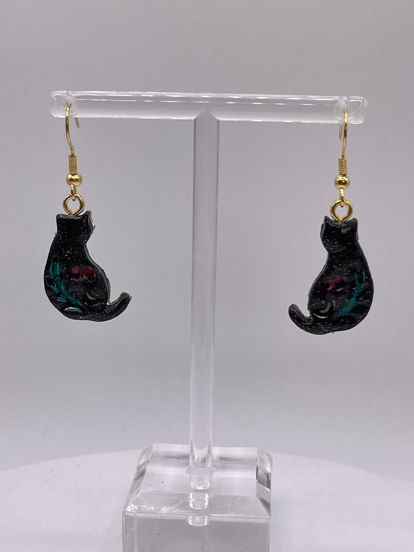 Black Cat Dangle Earrings