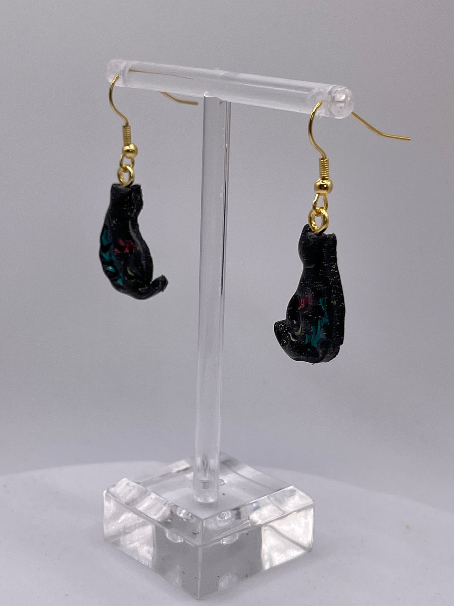 Black Cat Dangle Earrings