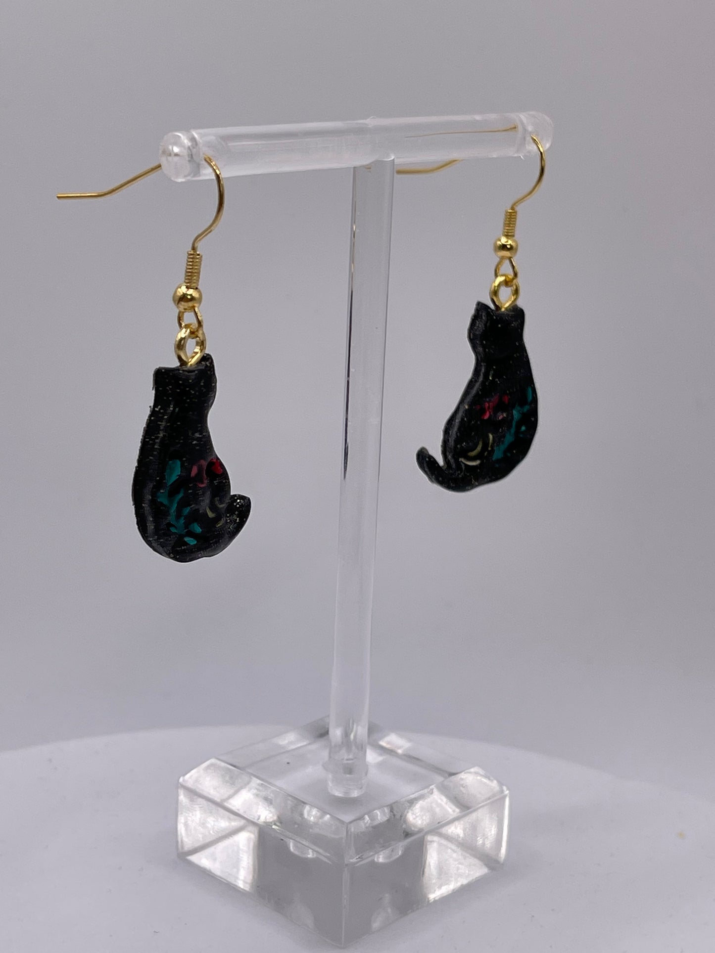 Black Cat Dangle Earrings