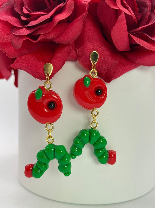 Lightweight Polymer Clay Hungry Caterpillar Inspired Dangle Earrings
